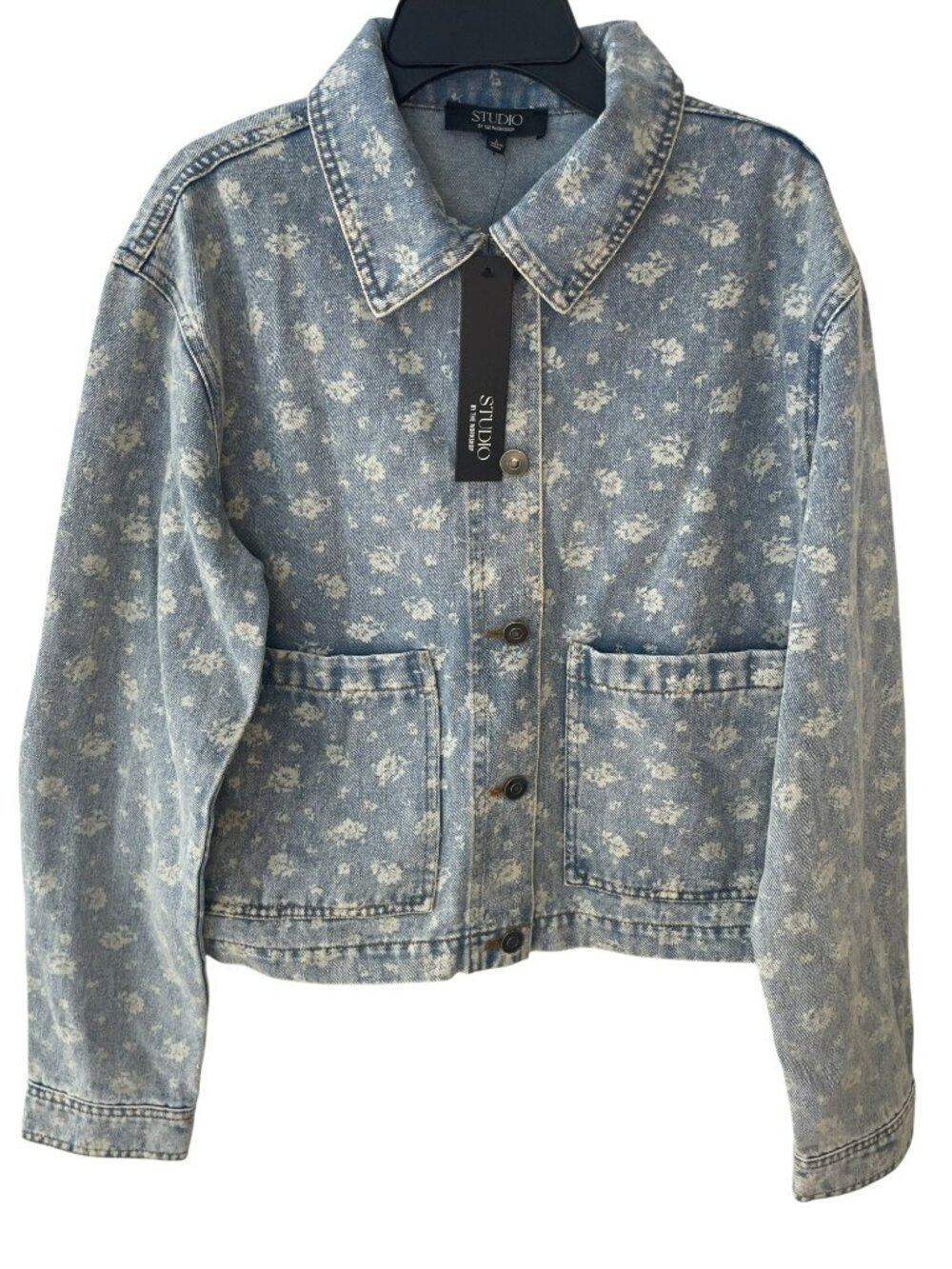 Studio By Workshop Abegail Printed Denim Jacket Sz S NWT
